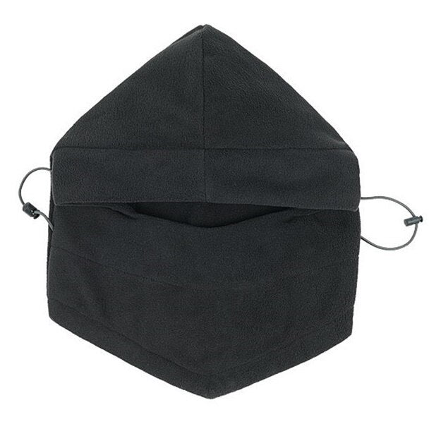 Passamontagna in pile grigio, versatile scaldacollo e cappuccio per neve, sport invernali e outdoor estremo.