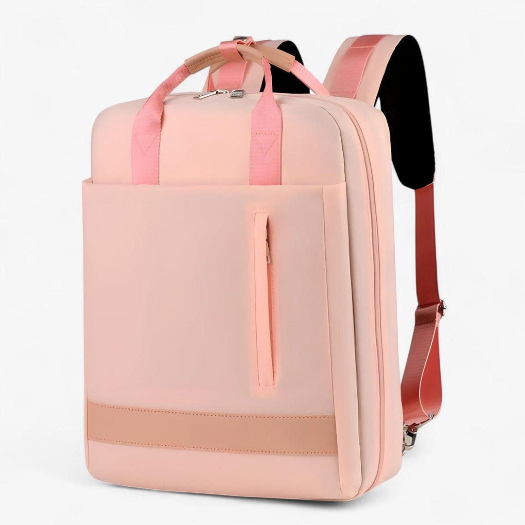 Zaino nero donna elegante, ideale per viaggi e uso quotidiano minimalista.