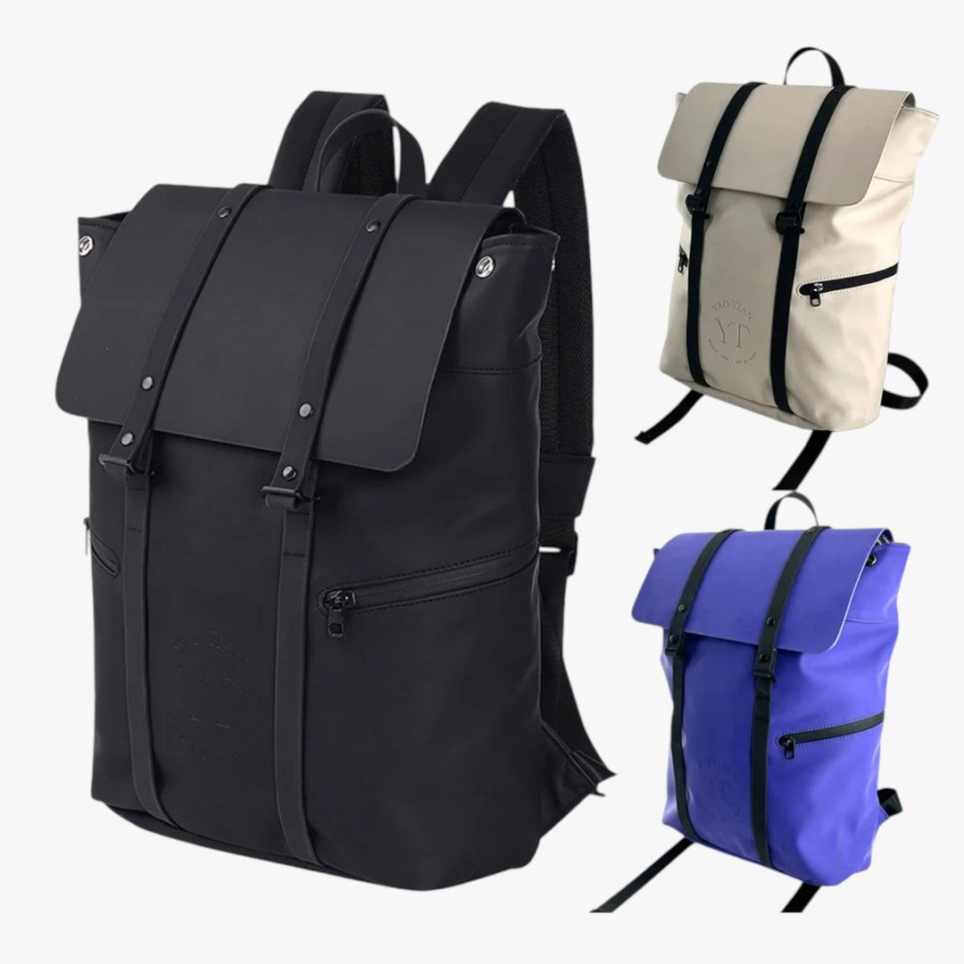 Zaino roll top espandibile unisex, perfetto per laptop e necessità variabili, in nero.