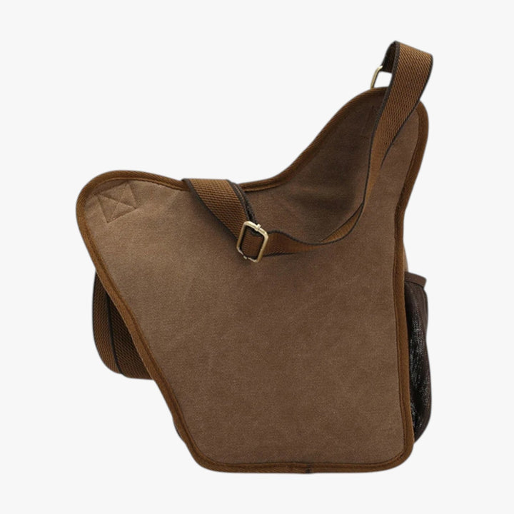 Borsa messenger kaki da uomo in tela resistente, con molteplici tasche per ottima organizzazione in viaggio.