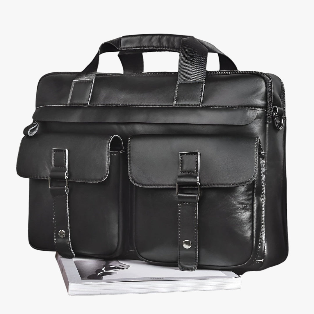Borsa porta laptop uomo elegante multitasche, perfetta per lavoro e ufficio.