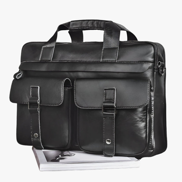 Borsa porta laptop uomo elegante multitasche, perfetta per lavoro e ufficio.