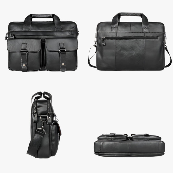 Borsa porta laptop uomo marrone, design classico ed elegante, con scomparti organizzati.