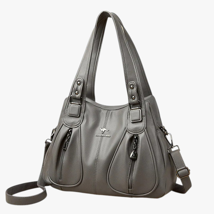 Borsa tote donna viola scuro, pratica e capiente, con scomparti per tutto il necessario.