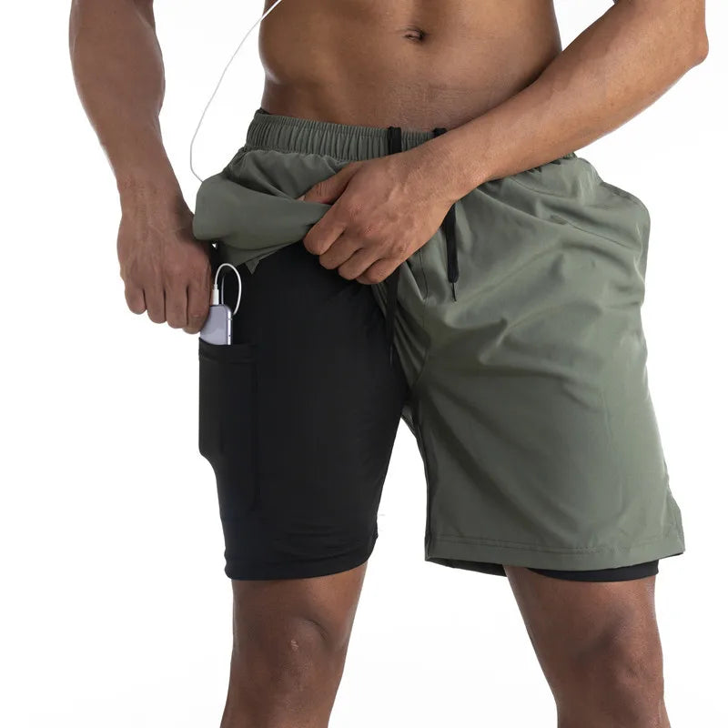 Pantaloncini sportivi uomo premium per allenamento, corsa e palestra. Con fodera e tasca telefono per massimo comfort.