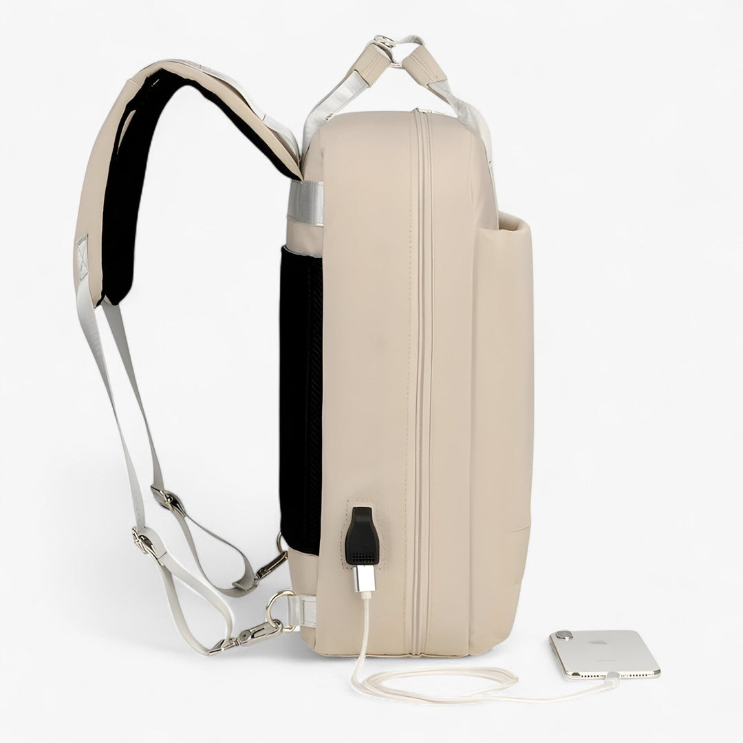 Zaino donna minimalista per viaggio, borsa elegante e pratica per l'uso quotidiano.