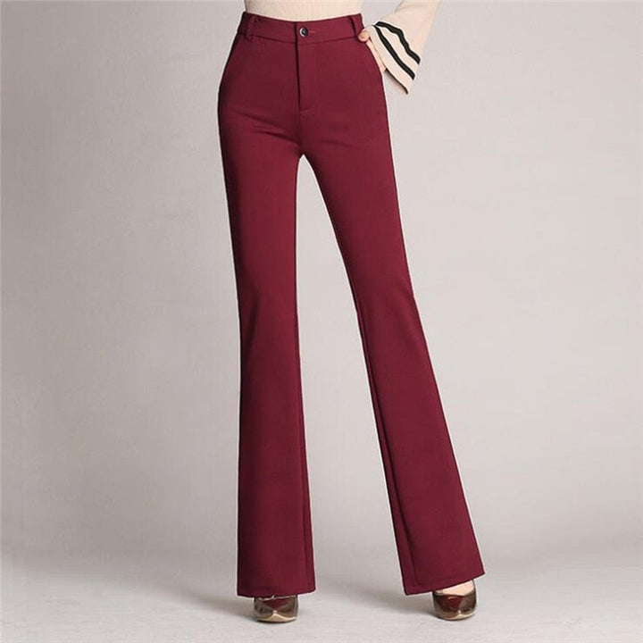 Pantaloni da donna taglio ad A a vita alta, eleganti e versatili per ufficio o look casual.
