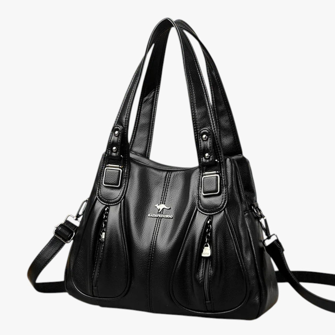 Borsa tote grande blu elettrico, design moderno e scomparti multipli, accessorio pratico.