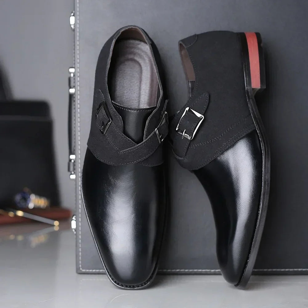 Scarpe Derby uomo eleganti slip-on con fibbia, un must-have per la moda uomo business e formale.
