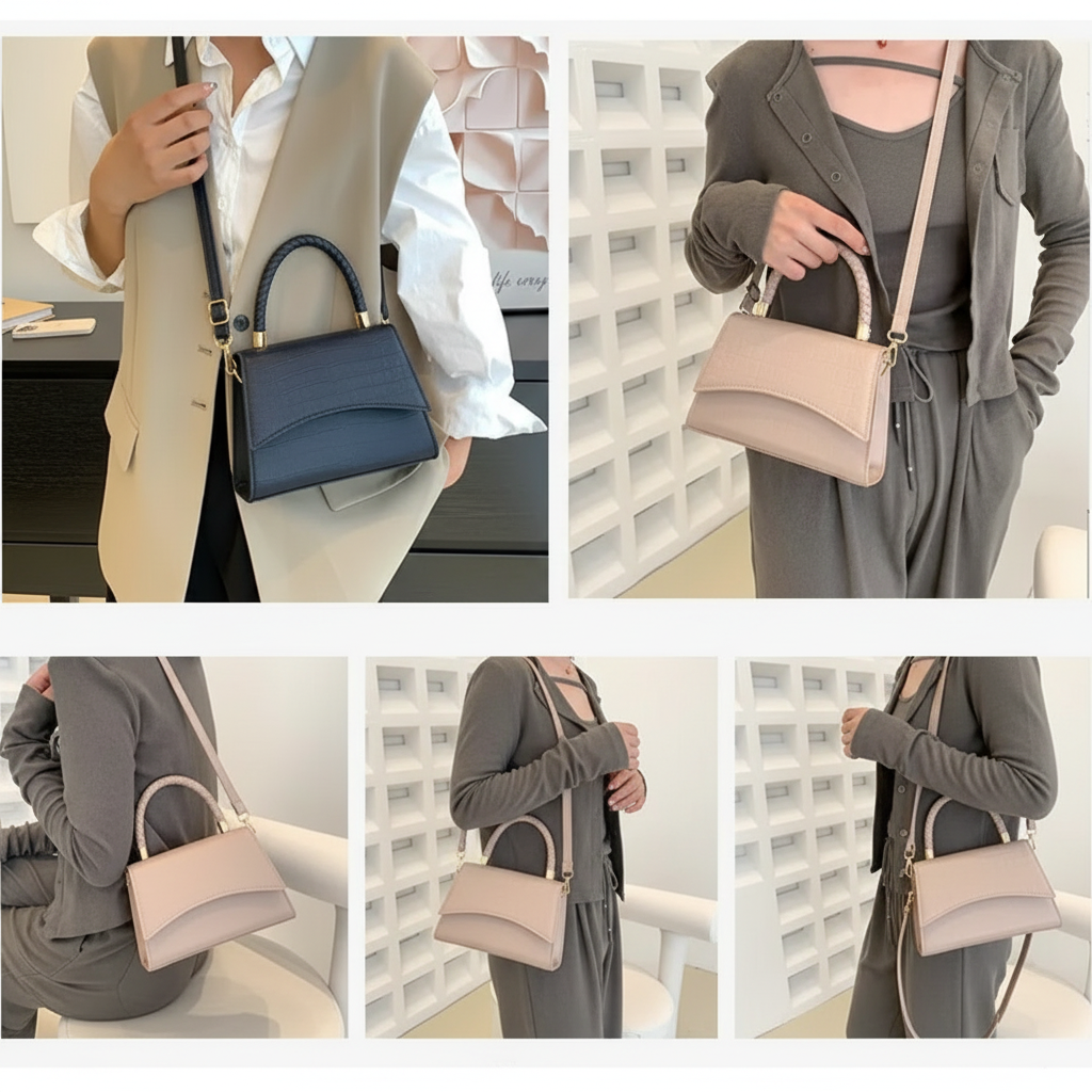 Borsa a tracolla donna regolabile, accessorio moda in pelle sintetica per un look elegante e organizzato.