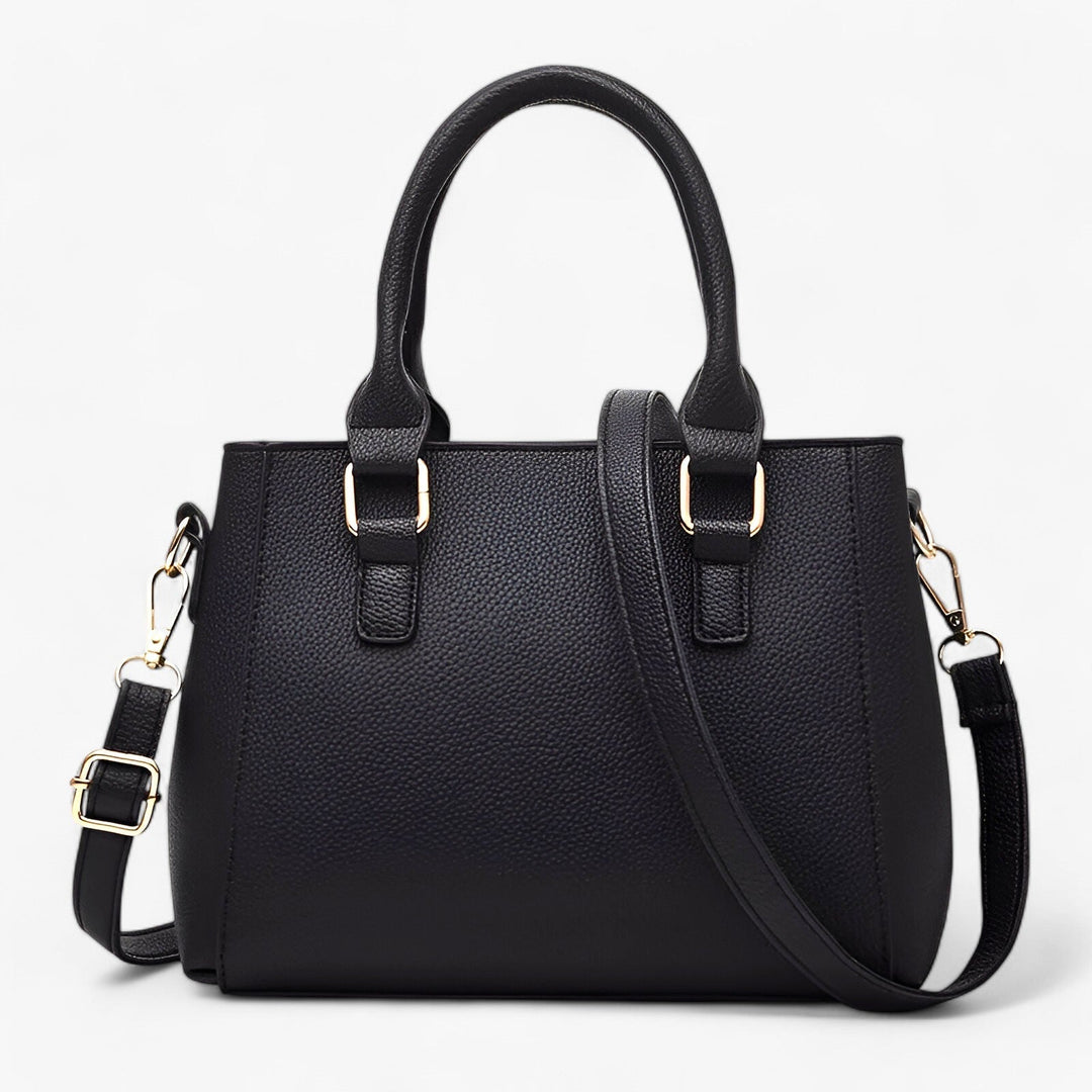 Borsa versatile donna con tracolla regolabile, ideale per giorno e sera, include pompon.