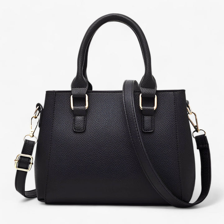 Borsa versatile donna con tracolla regolabile, ideale per giorno e sera, include pompon.