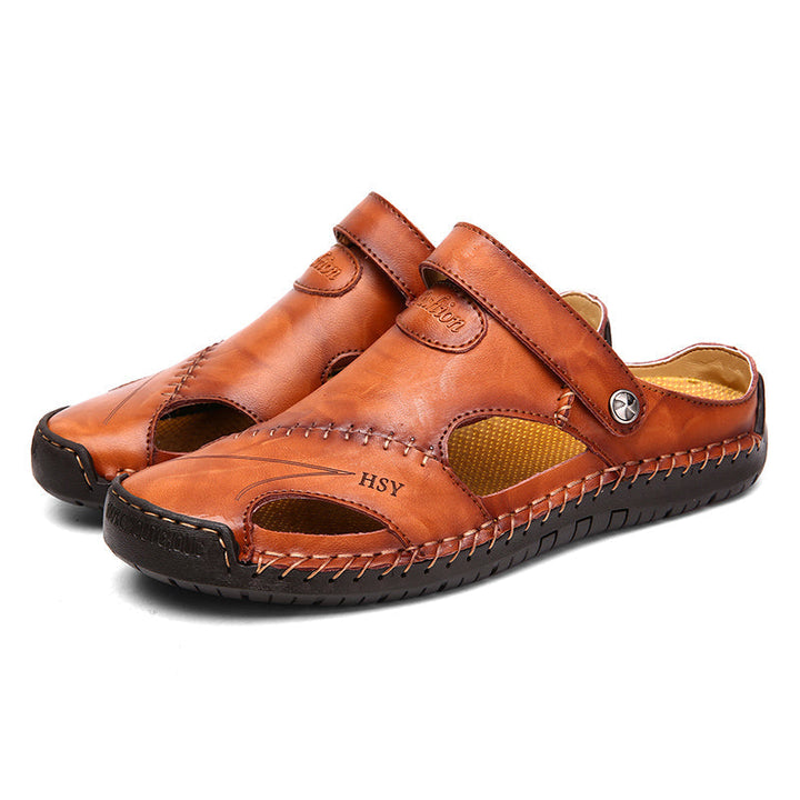 Sandali uomo traspiranti estivi con design cucito, ideali per comfort e stile casual in ogni occasione.