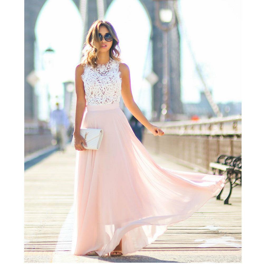 Abito lungo estivo da donna rosa, elegante e chic per un outfit estivo alla moda. Ideale per la stagione.