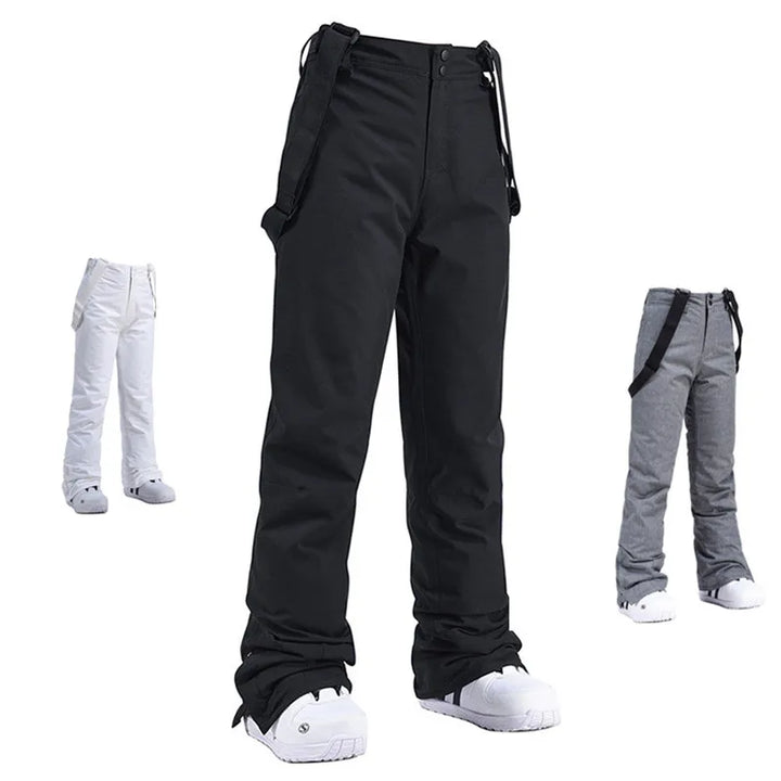 Dettaglio: pantaloni sci uomo con bretelle rinforzate e tasche zippate, ideali per la neve.