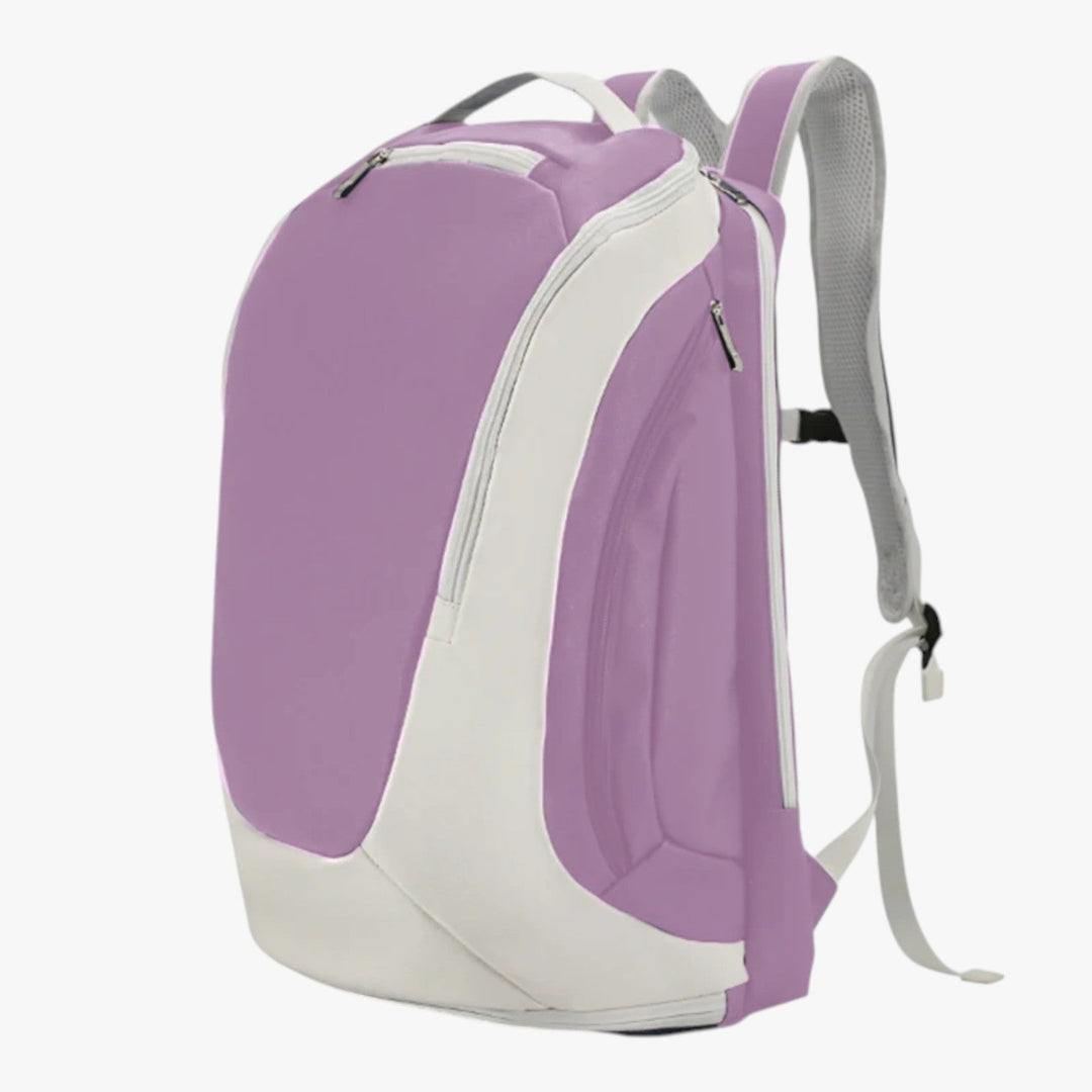 Zaino sportivo unisex multicolore con scomparto porta racchette da tennis, ideale per palestra e viaggio.