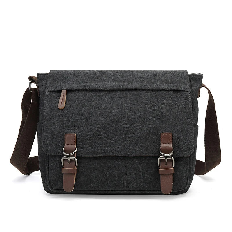 Borsa a tracolla uomo multitasche in tela robusta, perfetta per avventure e accessori viaggio.