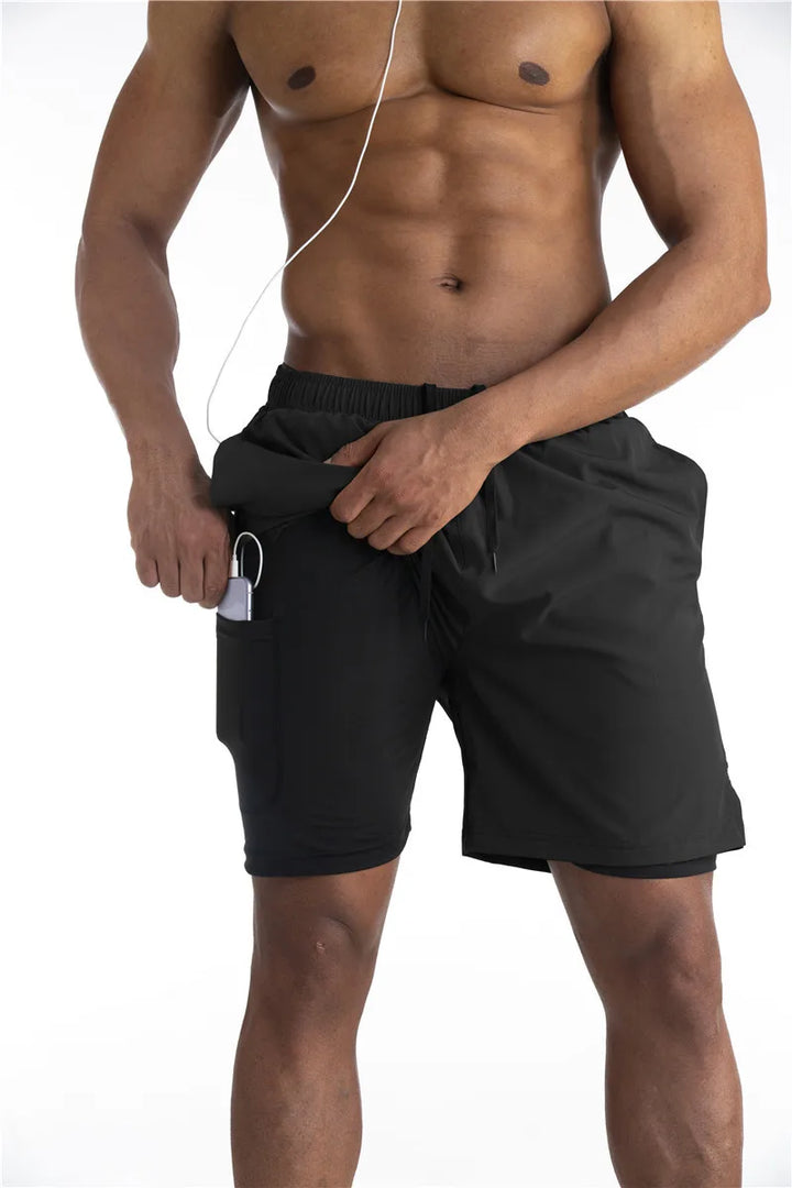 Pantaloncini sportivi uomo con fodera, ultra-comodi per allenamento e palestra. Tasca telefono inclusa per la corsa.