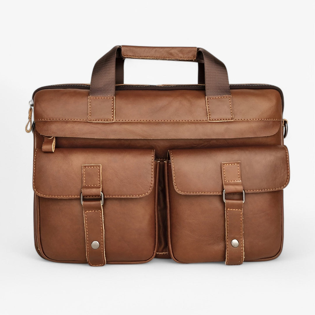 Borsa porta laptop uomo multitasche con tracolla regolabile, ideale per l'ufficio e viaggi di lavoro.