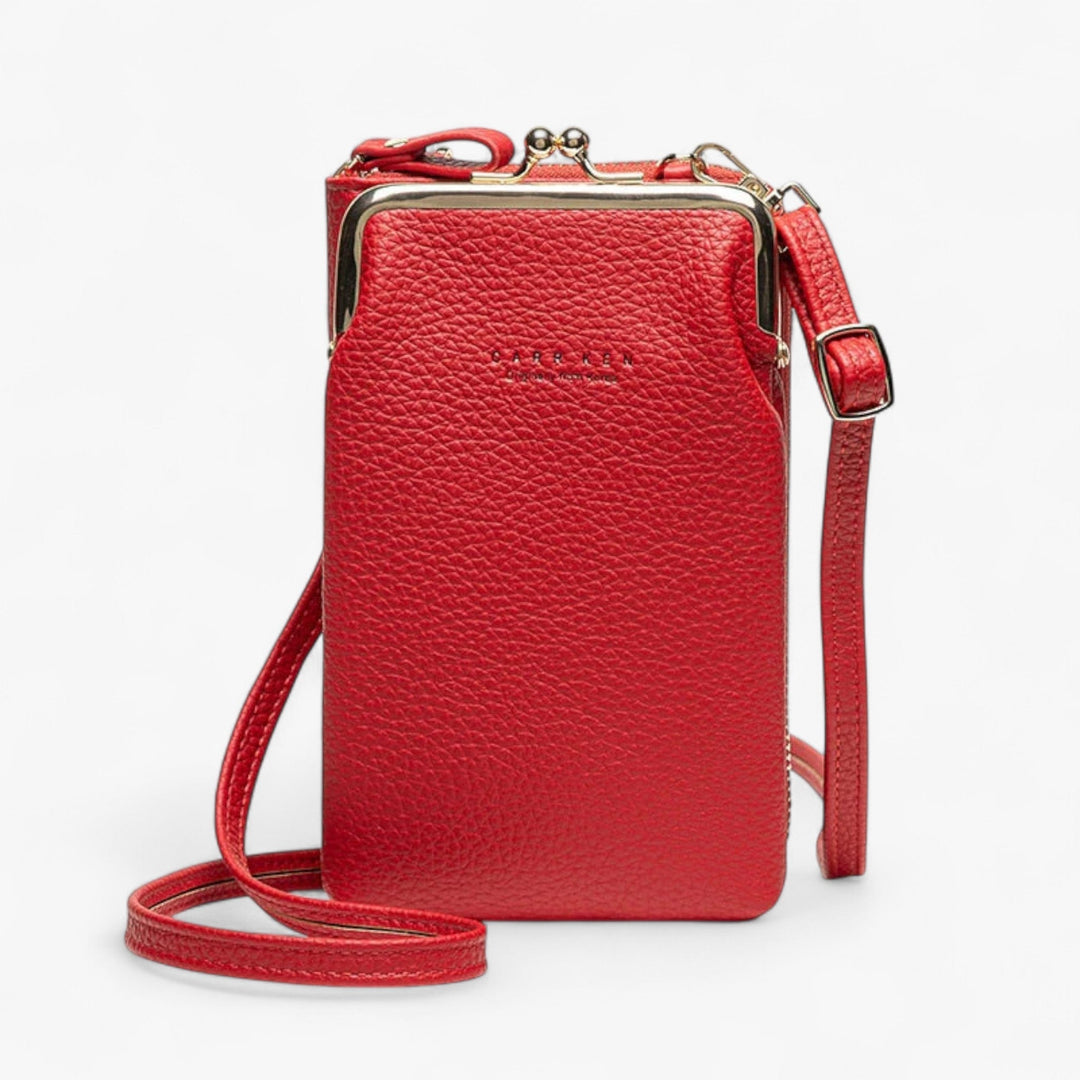 Varianti colore portafoglio portacellulare donna in pelle PU, con cerniera, ideali accessori moda per regalo.