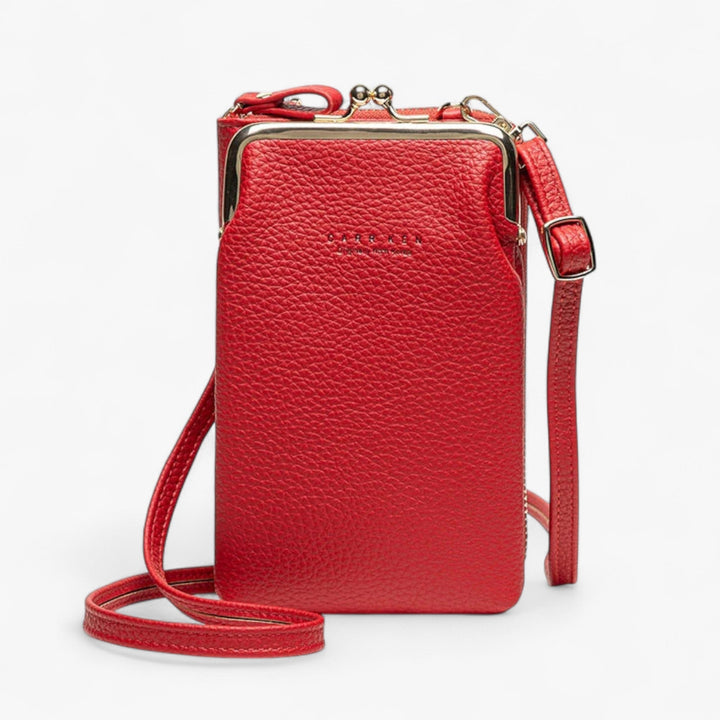 Varianti colore portafoglio portacellulare donna in pelle PU, con cerniera, ideali accessori moda per regalo.