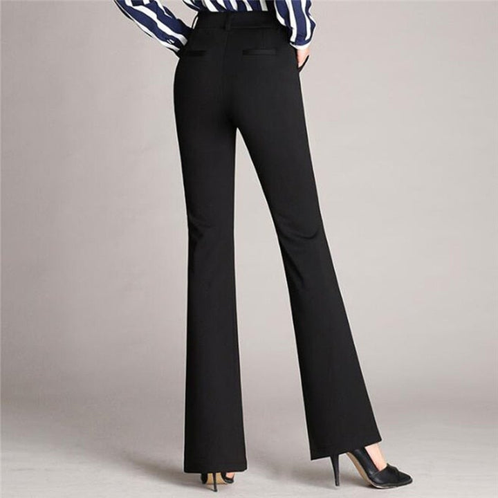 Pantaloni rossi da donna a vita alta, taglio ad A sartoriale, ideali per outfit moda ufficio.