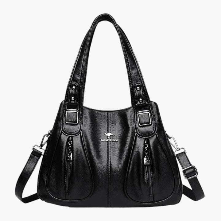 Borsa tote donna elegante nera, scomparti multipli, ideale per lavoro e viaggi.