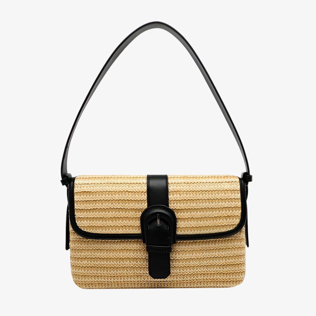 Borsa a spalla intrecciata marrone per donna, design classico e capiente, perfetta per il daily.