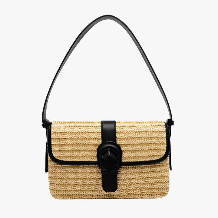 Borsa a spalla intrecciata marrone per donna, design classico e capiente, perfetta per il daily.
