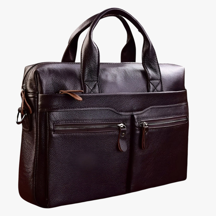 Borsa portadocumenti uomo marrone scuro, versatile per professionisti e uso quotidiano.