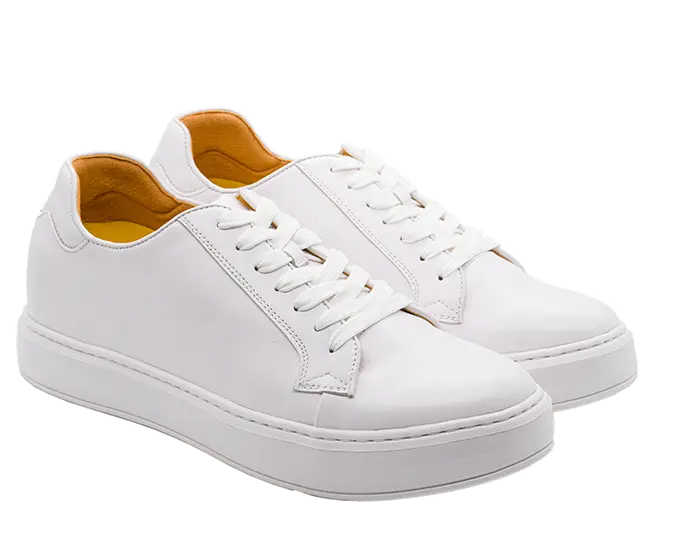 Scarpe uomo bianche Modica con rialzo interno 6cm. Sneakers casual-sportive per altezza e comfort.