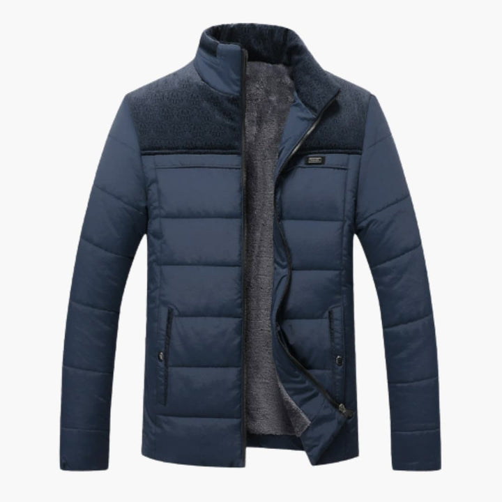Moda uomo: giacca trapuntata casual ed elegante con collo alto, perfetta per l'abbigliamento esterno invernale.