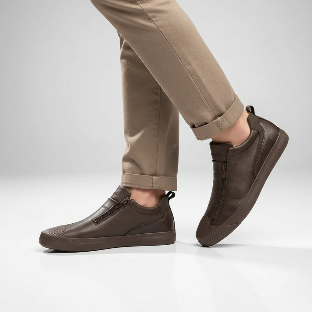 Mocassini da uomo casual con cerniera che uniscono praticità, stile e comfort ammortizzato.