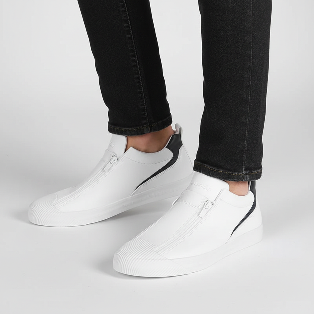 Scarpe mocassino uomo casual con cerniera e soletta ammortizzata, per un passo leggero e alla moda.