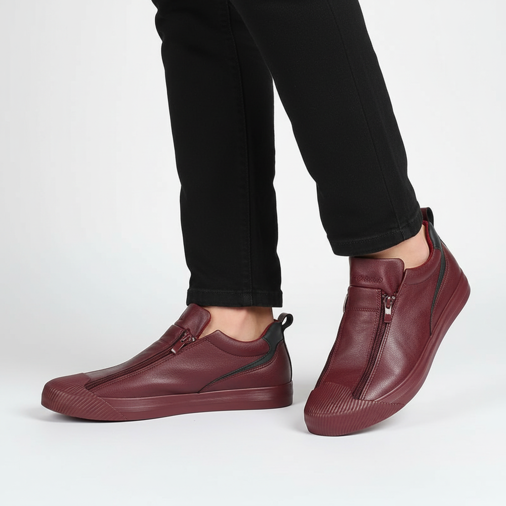 Mocassini casual con cerniera per uomo, ammortizzati e confortevoli, ideali per ogni occasione quotidiana.