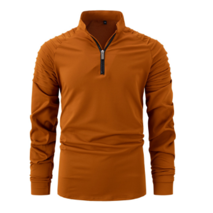 Maglione uomo comodo e alla moda, con mezza zip e collo alto, per un look maschile elegante.