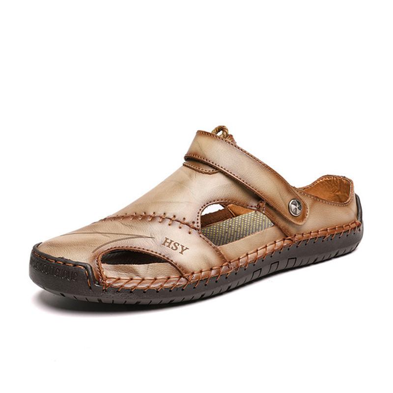 Sandali uomo alla moda per l'estate, con un design cucito che offre traspirabilità e massimo comfort.
