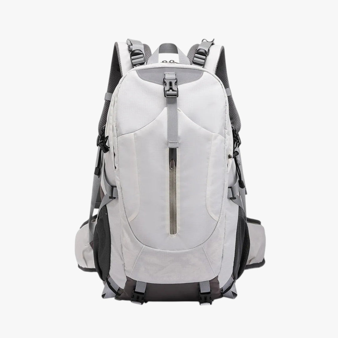 Zaino outdoor capiente multicolore con molte tasche, ottimo per l'organizzazione in viaggio.