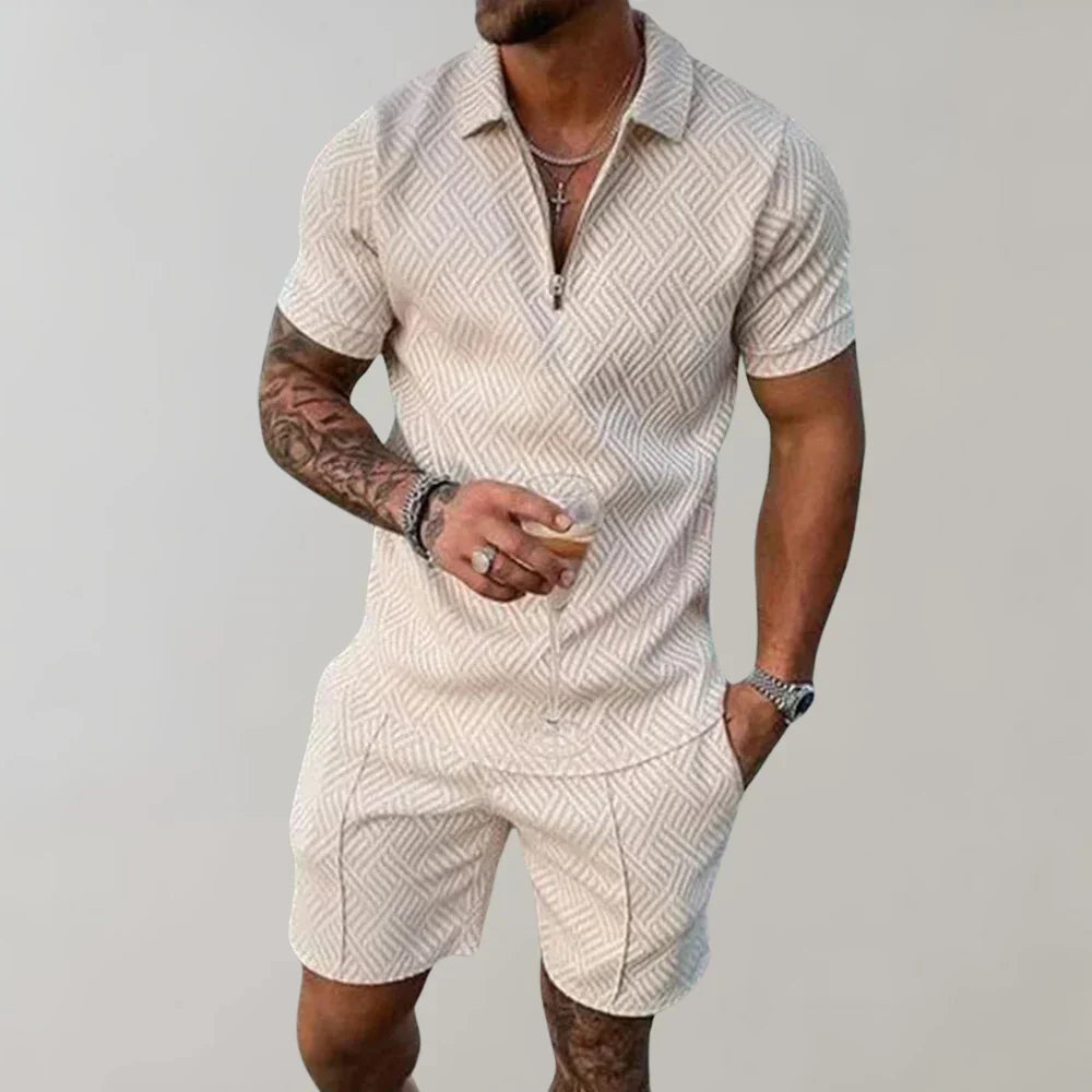 Completo estivo uomo multicolore: Set coordinato camicia e shorts, ideale per vacanze e tempo libero con stile.