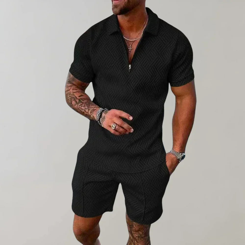 Completo casual chic: Abbigliamento estivo uomo, set coordinato di camicia e shorts per le tue vacanze.