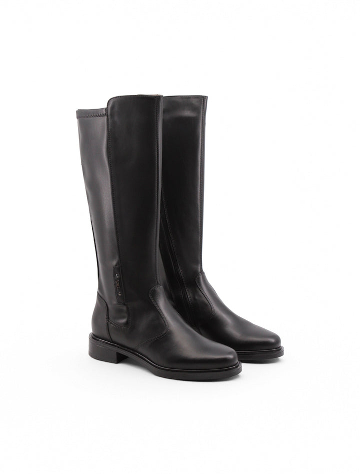 Stivali neri donna in vera pelle con zip laterale e tacco elegante 3 cm. Perfetti per autunno/inverno.