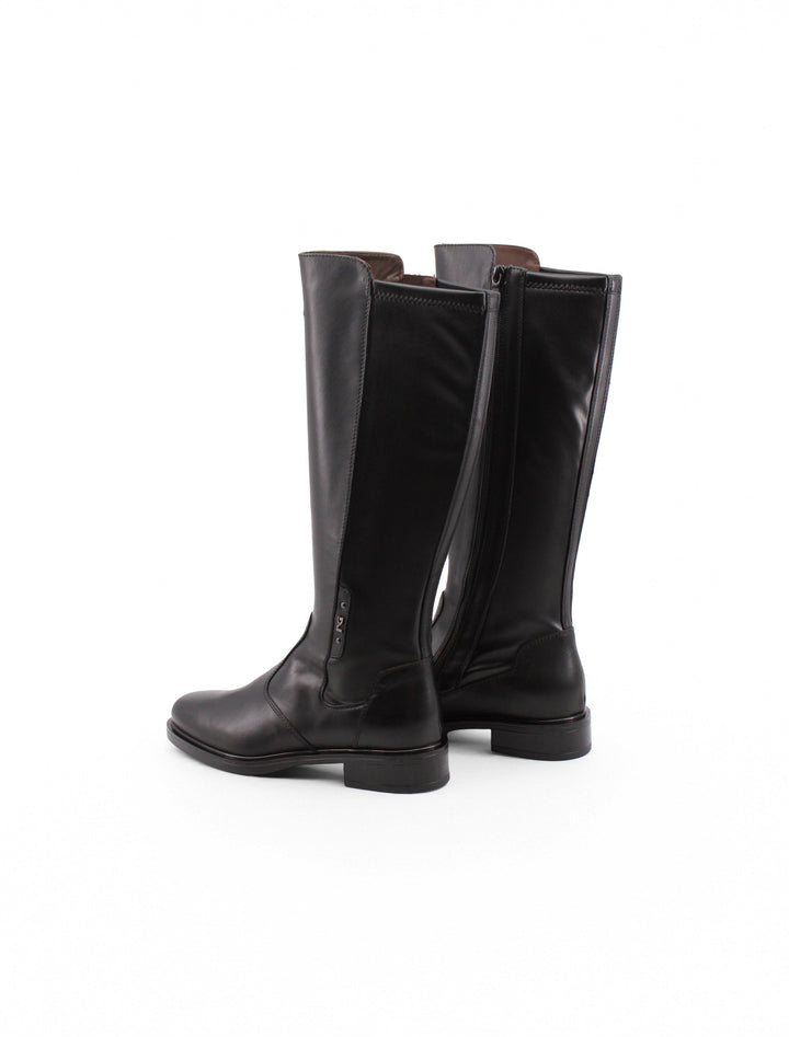 Stivali da donna neri in vera pelle, tacco stabile 3cm e chiusura con zip. Ideali per un look versatile ed elegante.