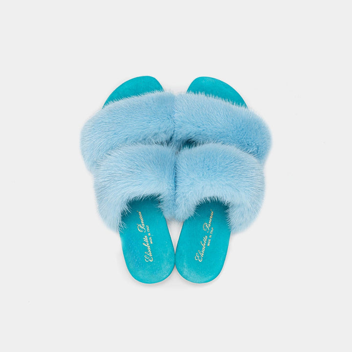 Pantofole donna azzurre, confortevoli e dal design minimalista, perfette per il relax quotidiano.