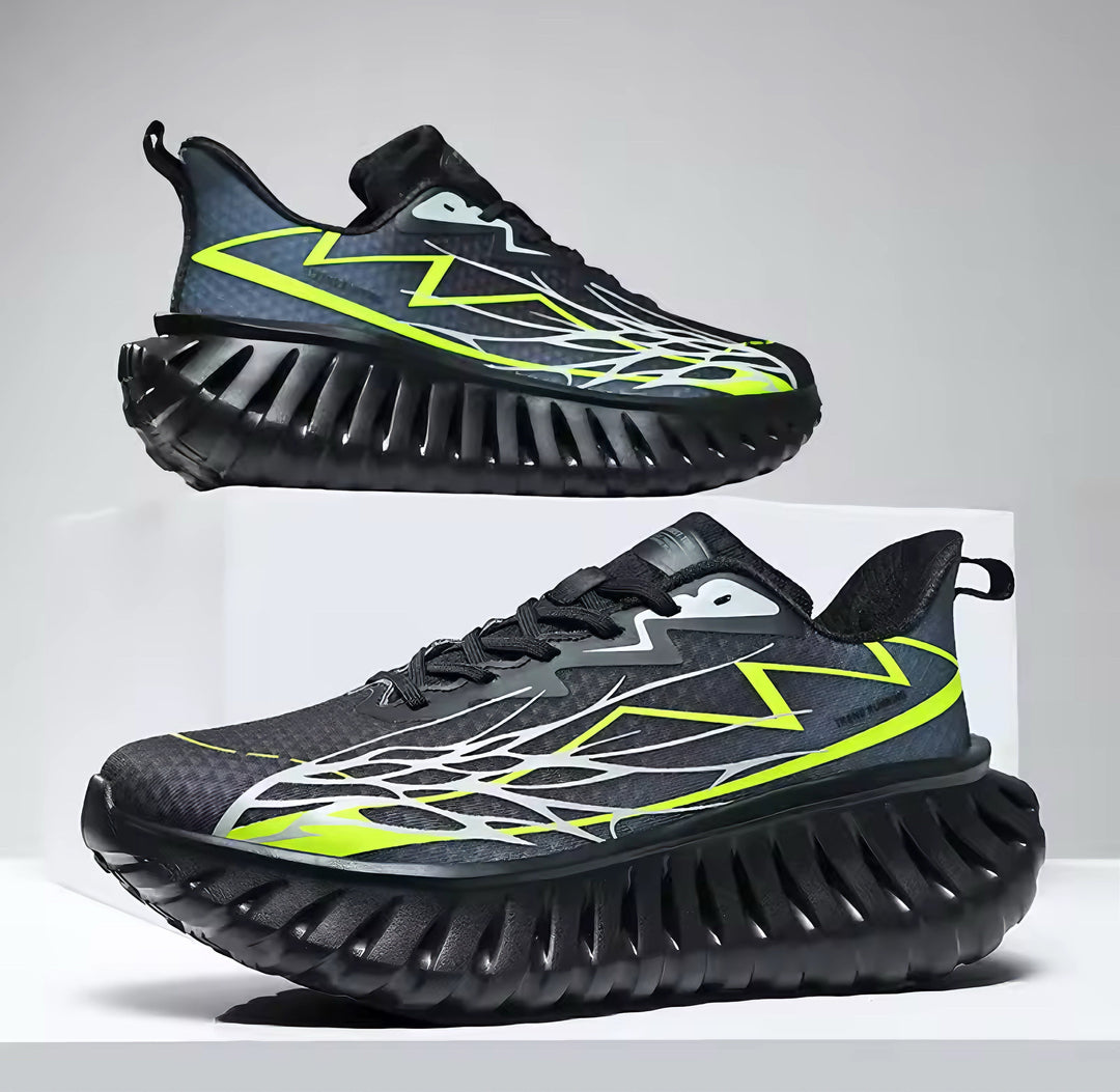 Sneakers uomo casual con suola ammortizzata a onda e tomaia traspirante, perfette per lunghe camminate e stile moderno.