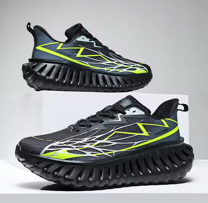 Sneakers uomo casual con suola ammortizzata a onda e tomaia traspirante, perfette per lunghe camminate e stile moderno.