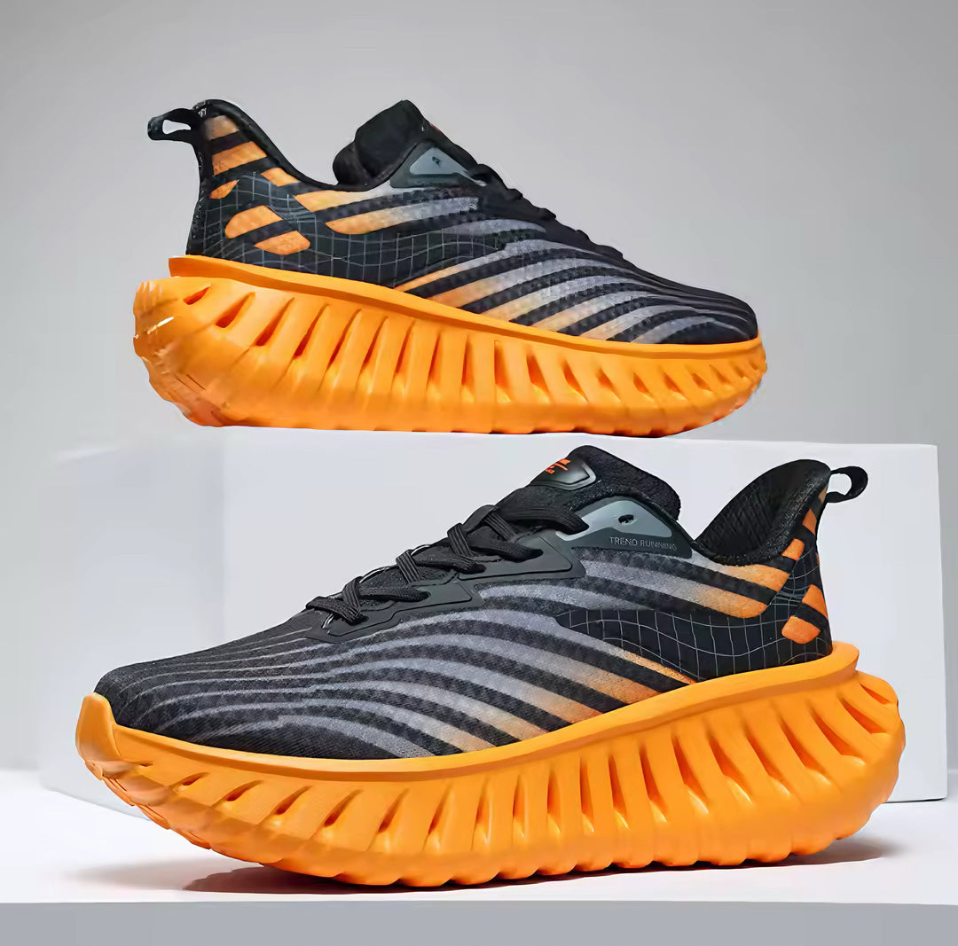 Scarpe sneakers uomo leggere e traspiranti, con suola moderna a onda. Ideali per un look casual-sportivo e comfort ottimale.