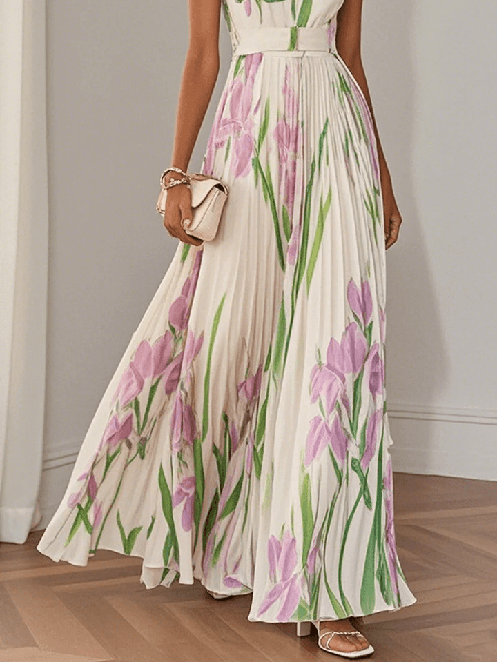 Vestito lungo senza maniche, abito versatile ed elegante per ogni donna, disponibile anche in taglie forti.