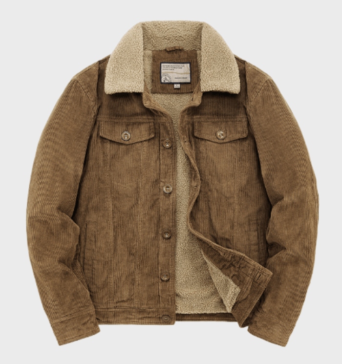 Giacca da camionista uomo calda e robusta, perfetta per l'inverno. Stile casual e lussuoso, abbigliamento maschile.