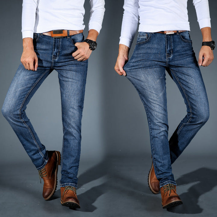 Jeans uomo slim fit comodi, pantaloni casual per stile e comfort di tutti i giorni.