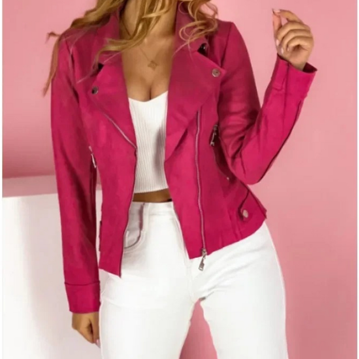 Giacca donna con revers a taglio corto, perfetta per un look casual o elegante in ufficio e tempo libero.